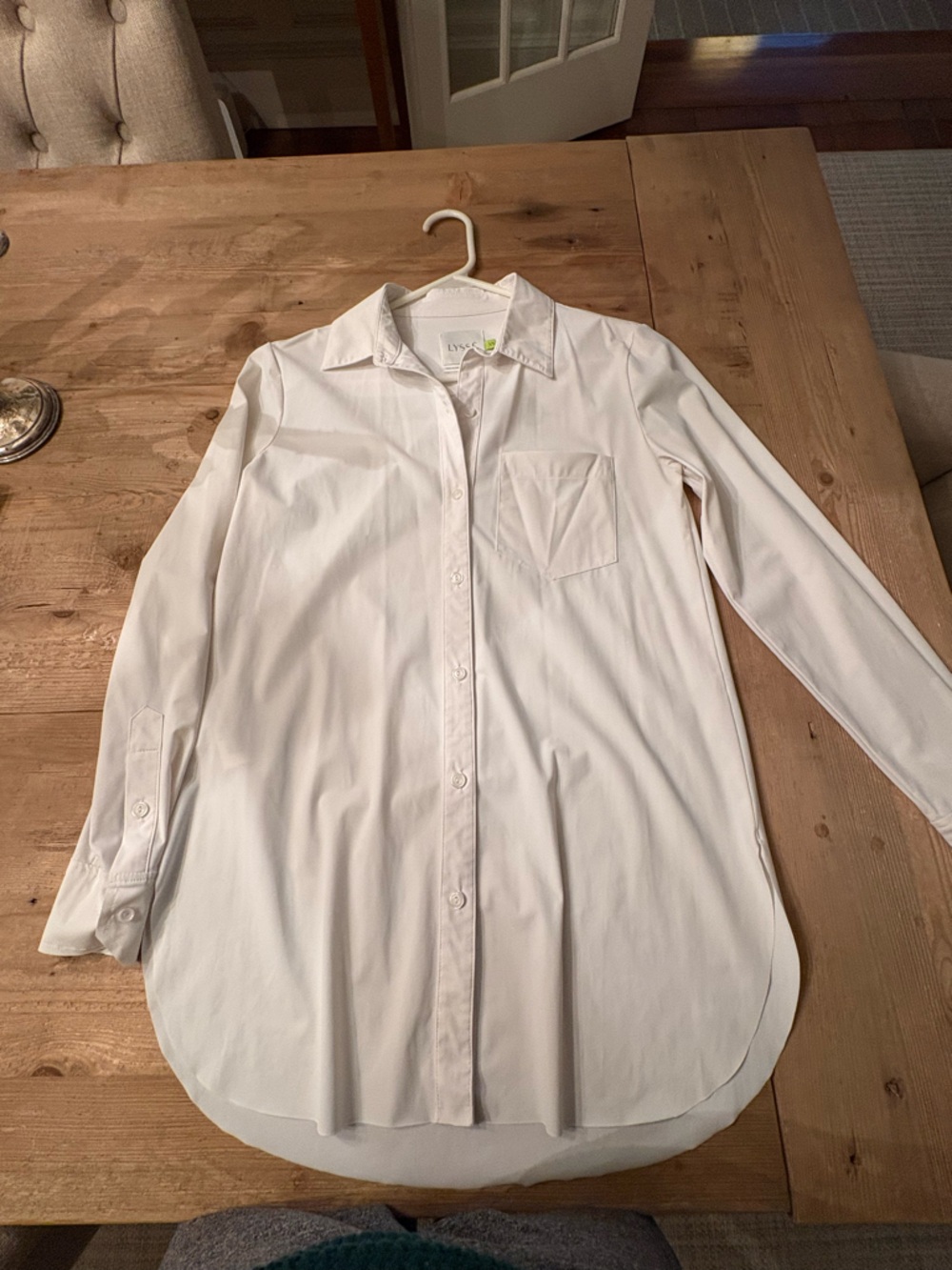 Lysse White Long-Sleeve women’s Dress Shirt with Chest Pocket